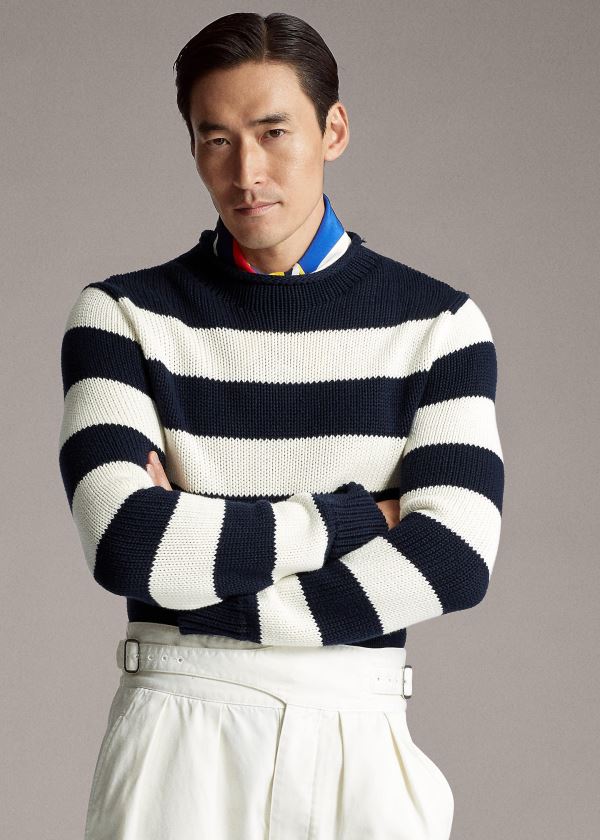 Men's Ralph Lauren Striped Cotton-Blend Sweater | 038125EVH